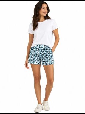 CROWN  & IVY Blue and White Geometric BEACH UMBRELLA Print Shorts SIZE 4